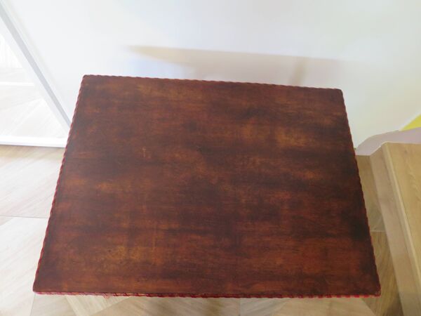 Table de jeu en bois, bambou et rotin, années 60