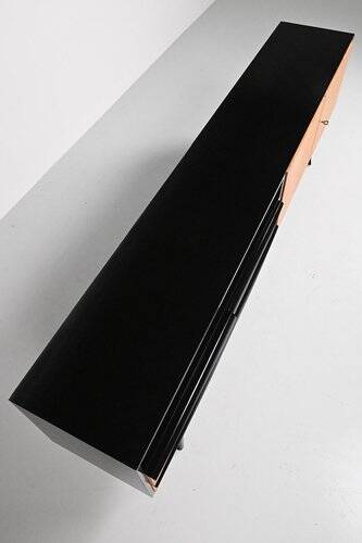 Buffet noir et marron des années 1950, style mid-century