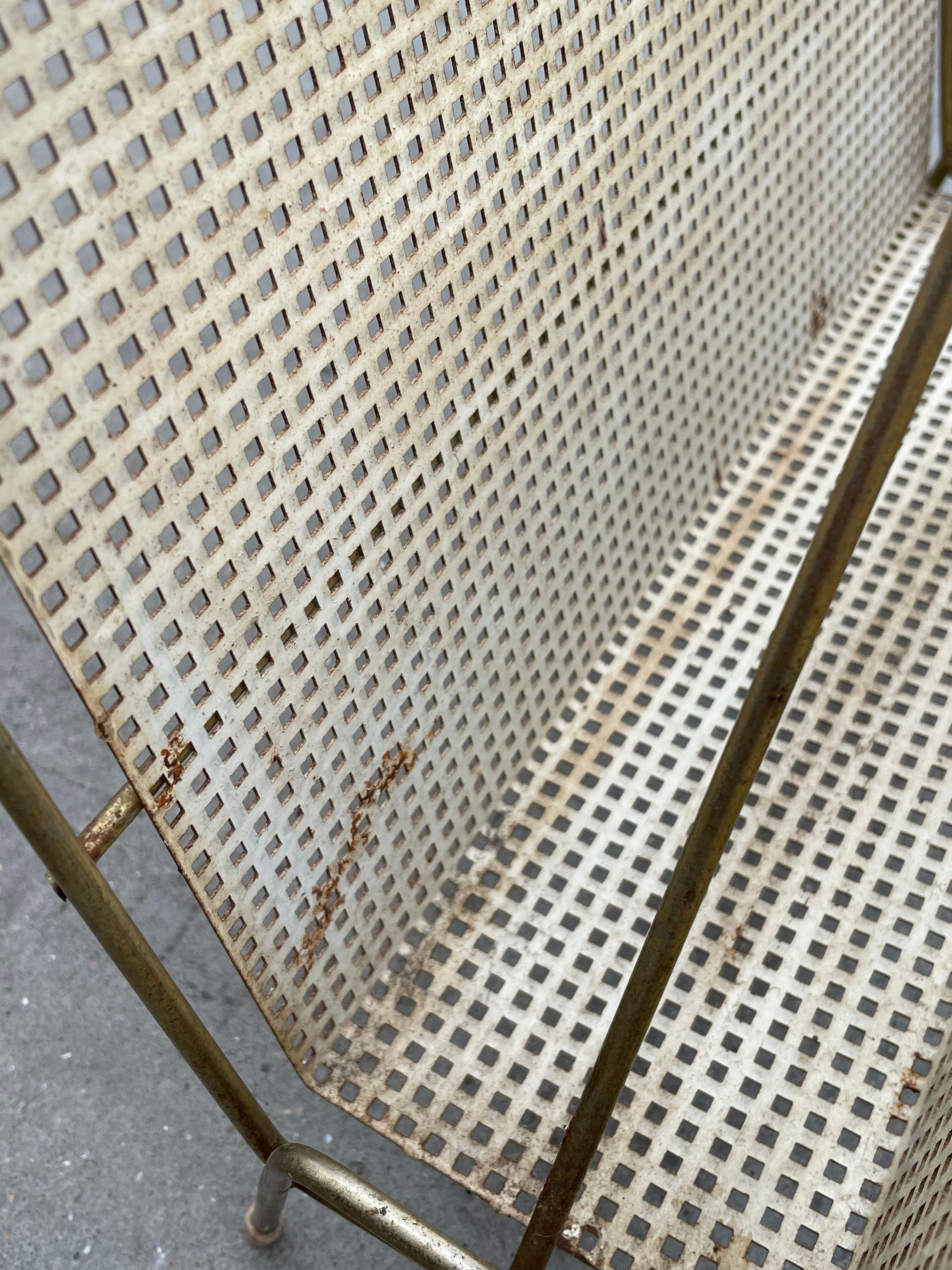 Vintage magazine rack 60s brass design