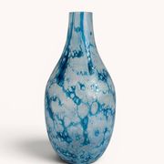 Brutalist Blue and White Reactive Art Glass Vase, Europe, 1970s