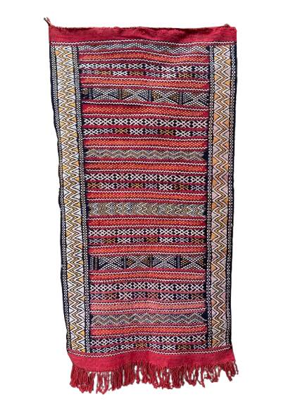 Handwoven Berber Kilim rug, wall hanging.