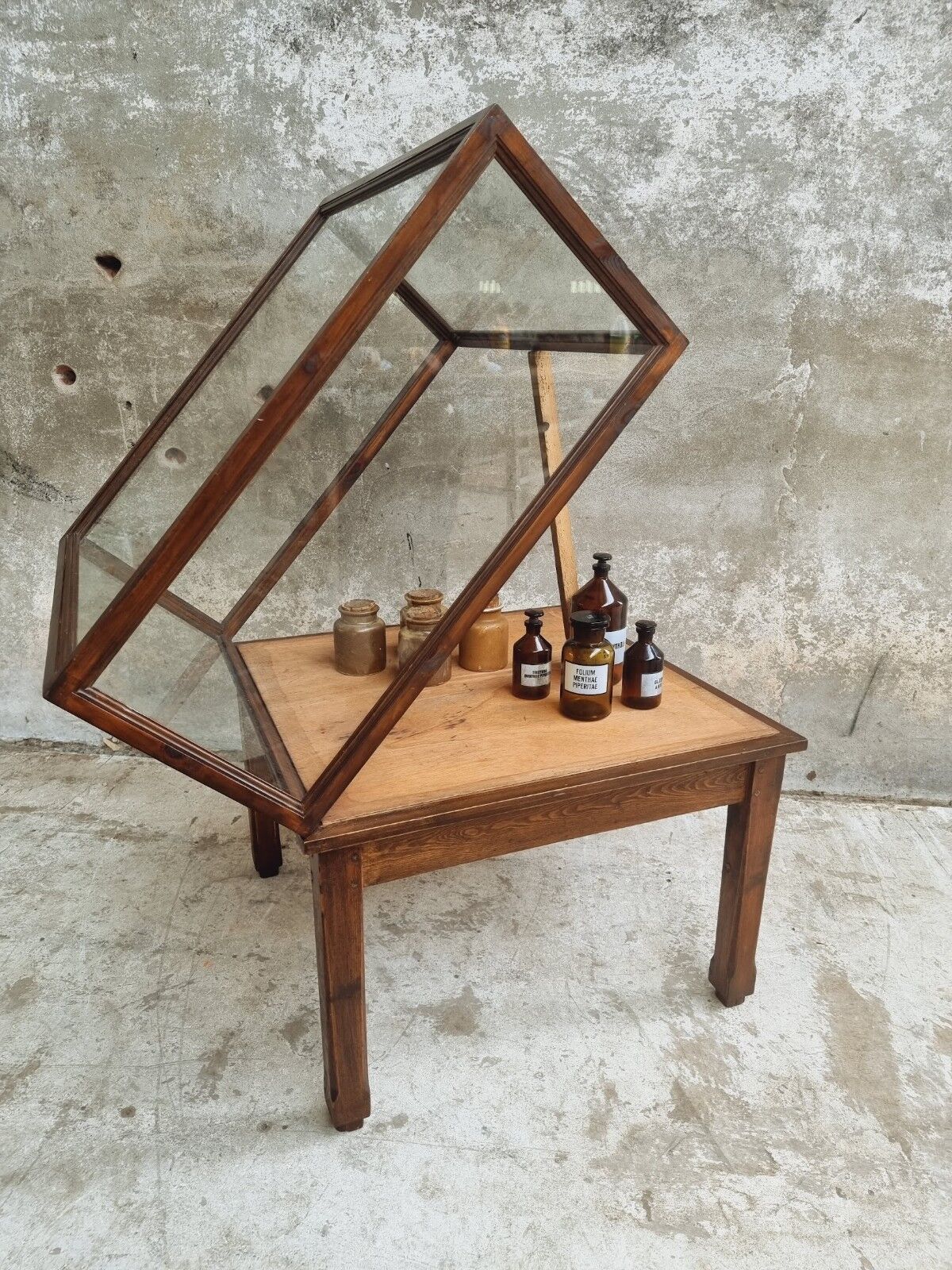 Old display cabinet shop display case or museum cabinet