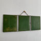 Vintage mirror 1930 triptych barber lime, 30 x 78 cm