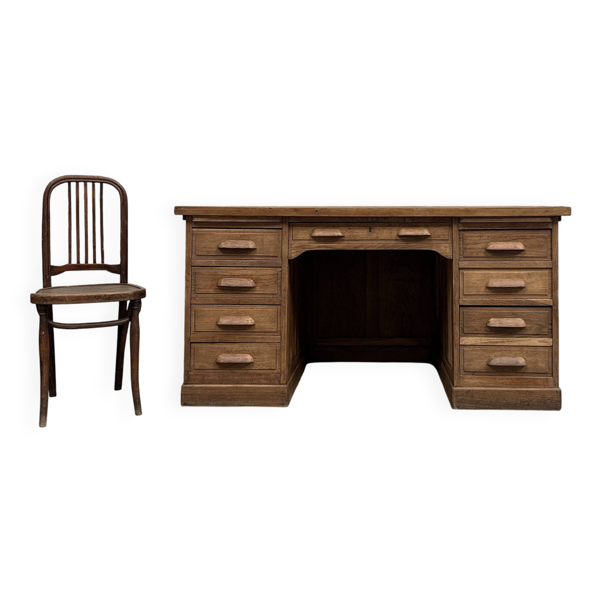 Bureau de ministre en chêne (rénové)