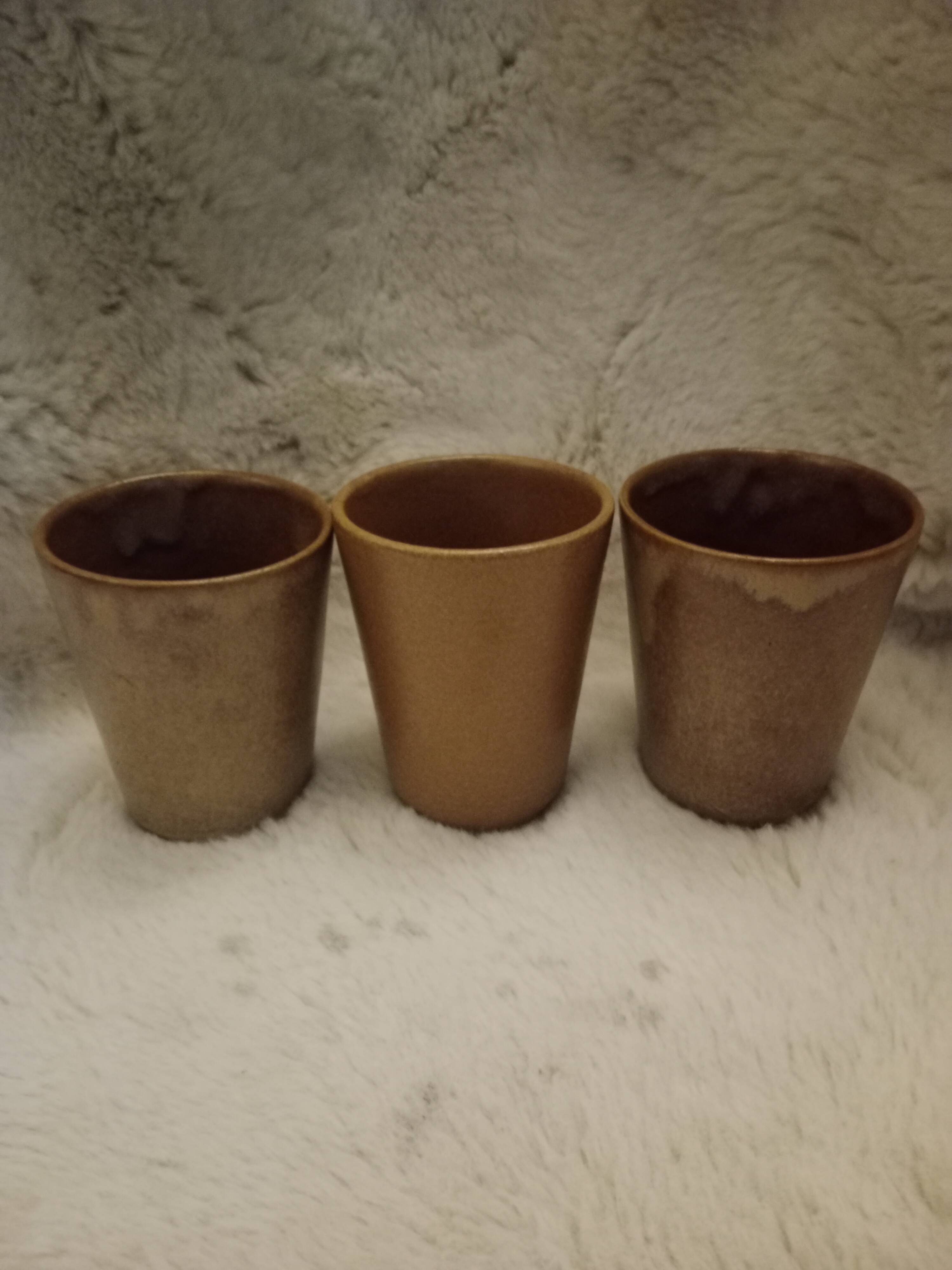 Vintage Iridescent Stoneware Coffee Mugs