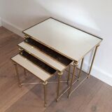 Pull-out tables brass Suite. Around 1940.