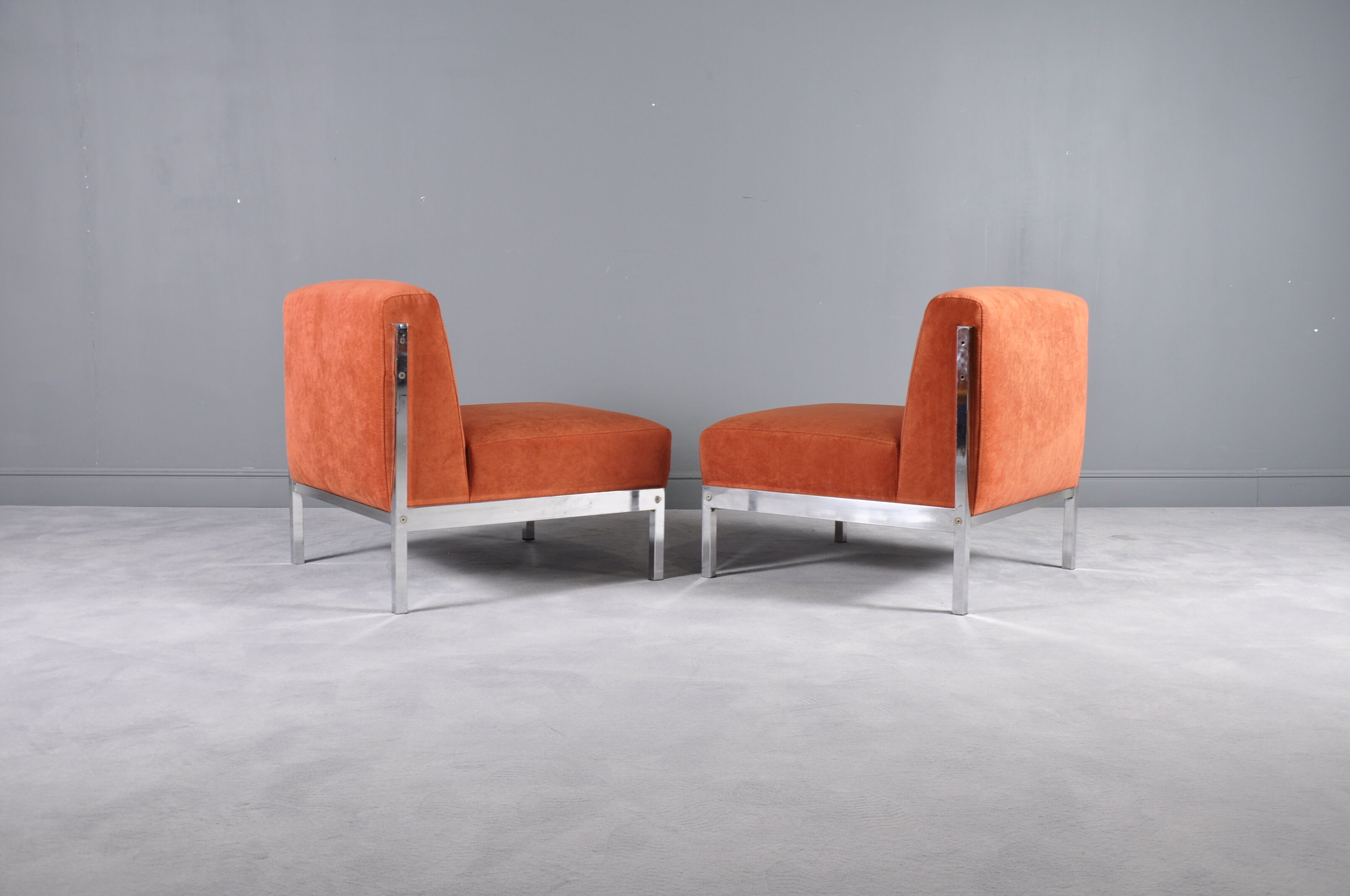 Pair of chrome base armchairs,1970
