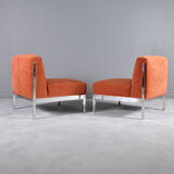 Pair of chrome base armchairs,1970