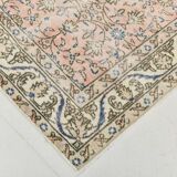 Light Pink & Blue Floral Turkish Vintage Rug, 155x248Cm