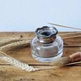 Encrier en verre et métal