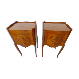 Paire de chevets de style Louis XV en bois de rose