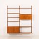 Hansen and Guldborg teak wall unit with a bar cabinet, Denmark 1950s