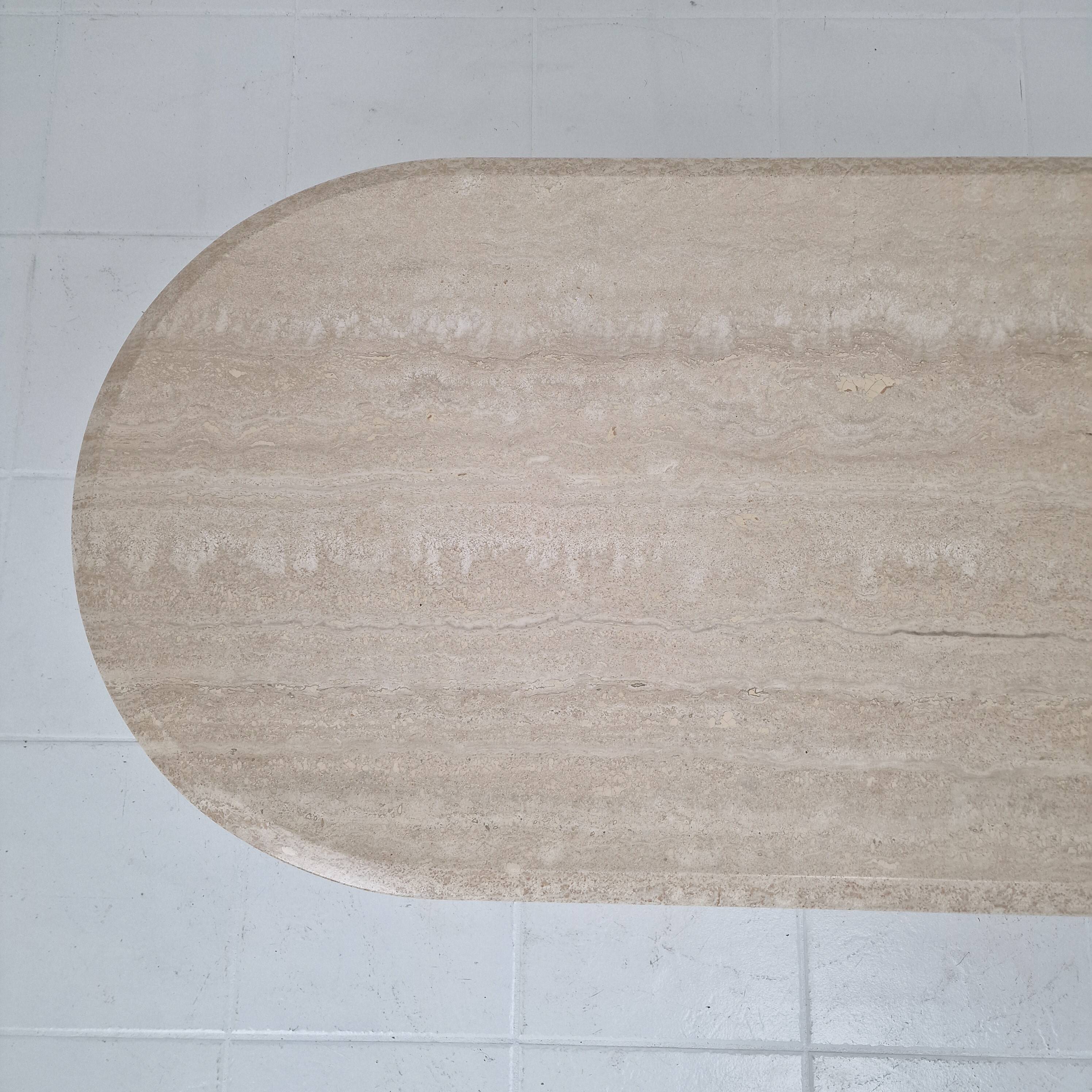 Italian Oval Travertine Coffee Table – Natural Elegance with Sculptural Sty