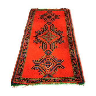 Hand made afghan wool red large runner rug - 176 x 94cm