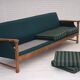 1970s, Danish 4-seater sofa, furniture wool, solid oak wood.