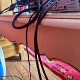 Weathered painted wood side table, TV table