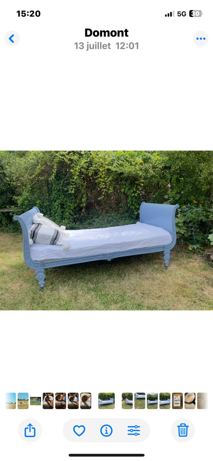 lit de repos banquette en fonte Napoléon III sur roulettes