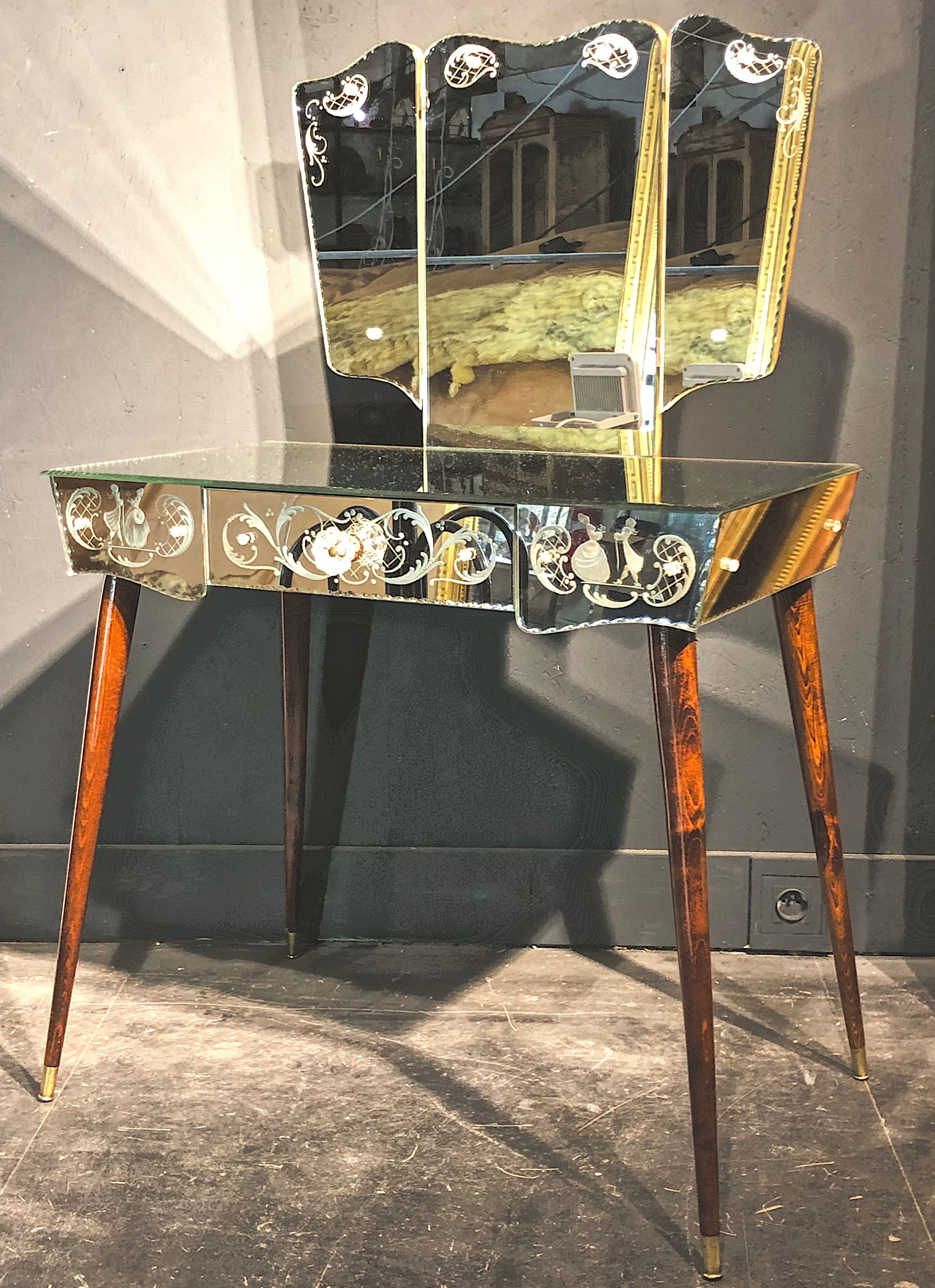 Coiffeuse miroir vintage année 50