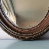 Miroir ovale vintage en bois, 1970 (82 cm x 55 cm)