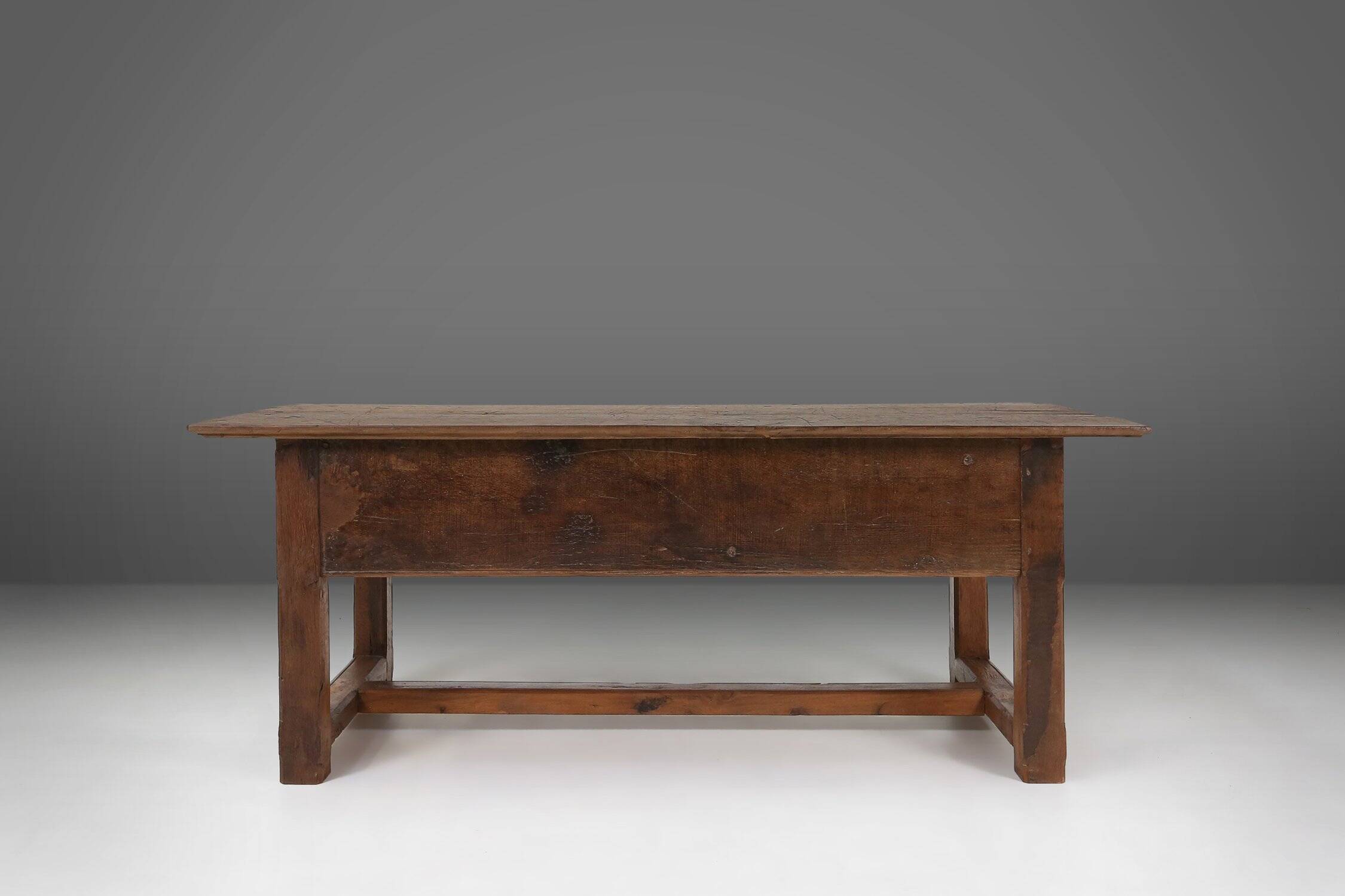 Table, console espagnole antique en chêne sculpté, XVIIIe siècle