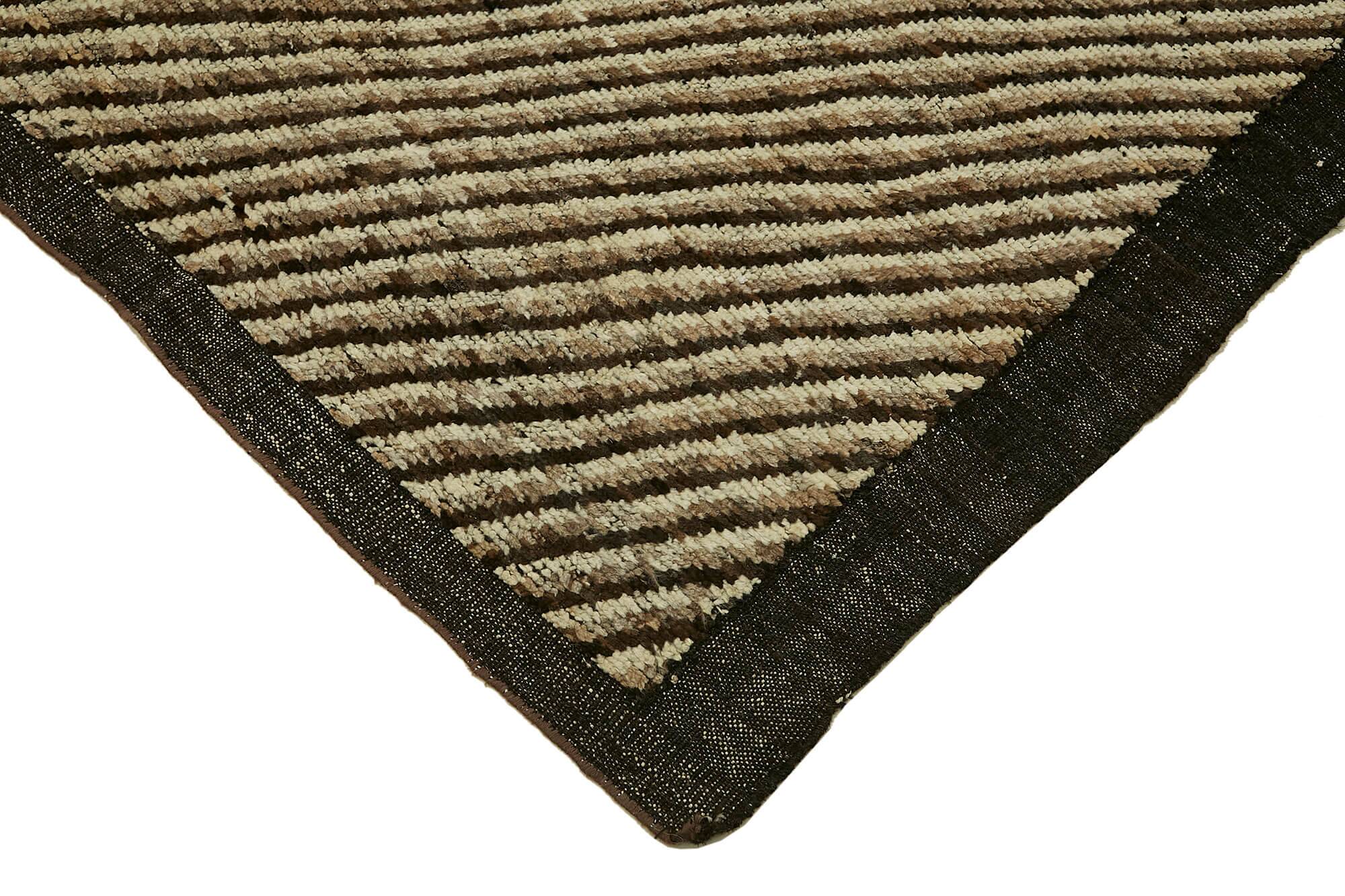 Handwoven Turkish Rustic 283 cm x 345 cm Brown Wool Carpet