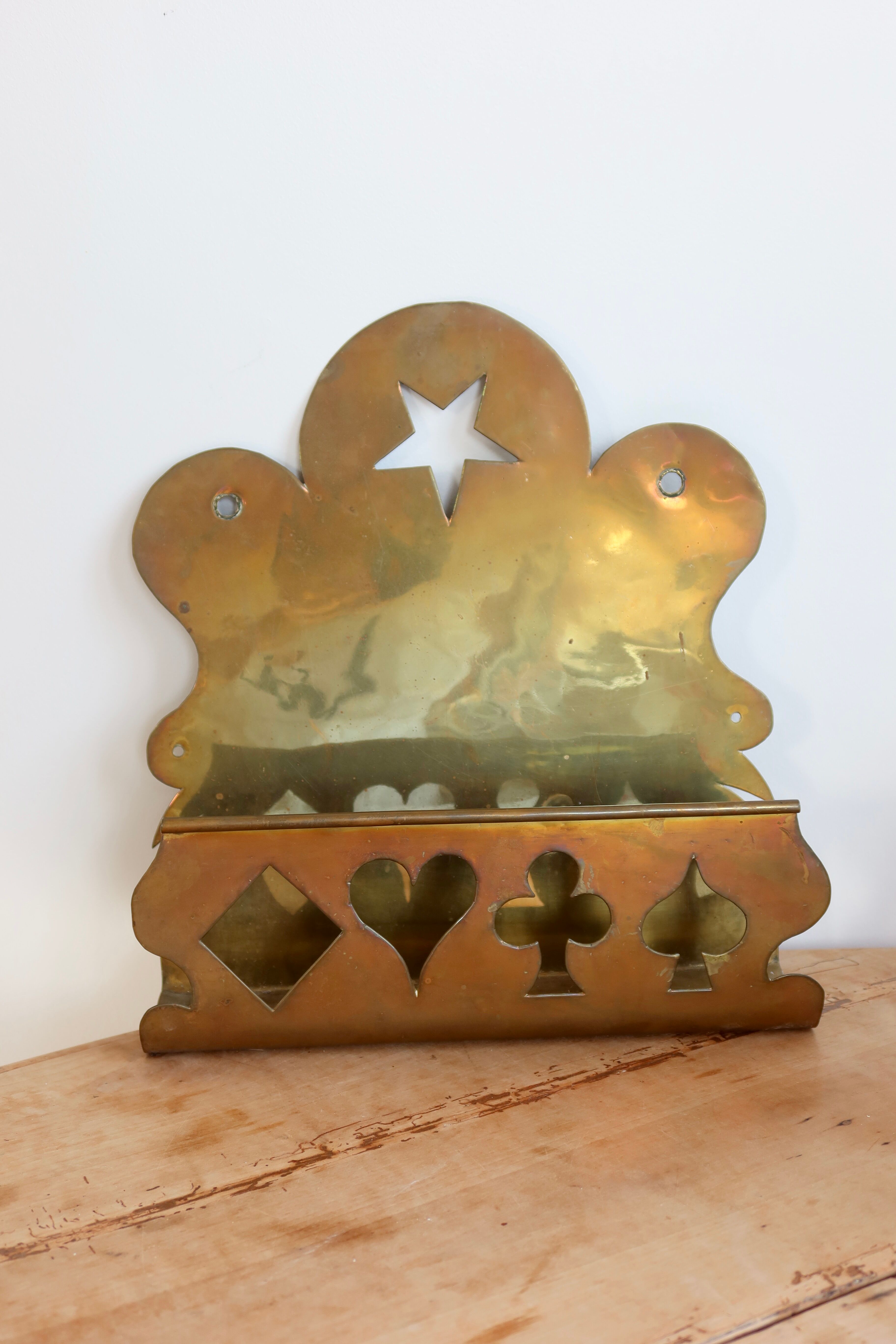 Vintage brass letter holder - Wall-mounted letter rack