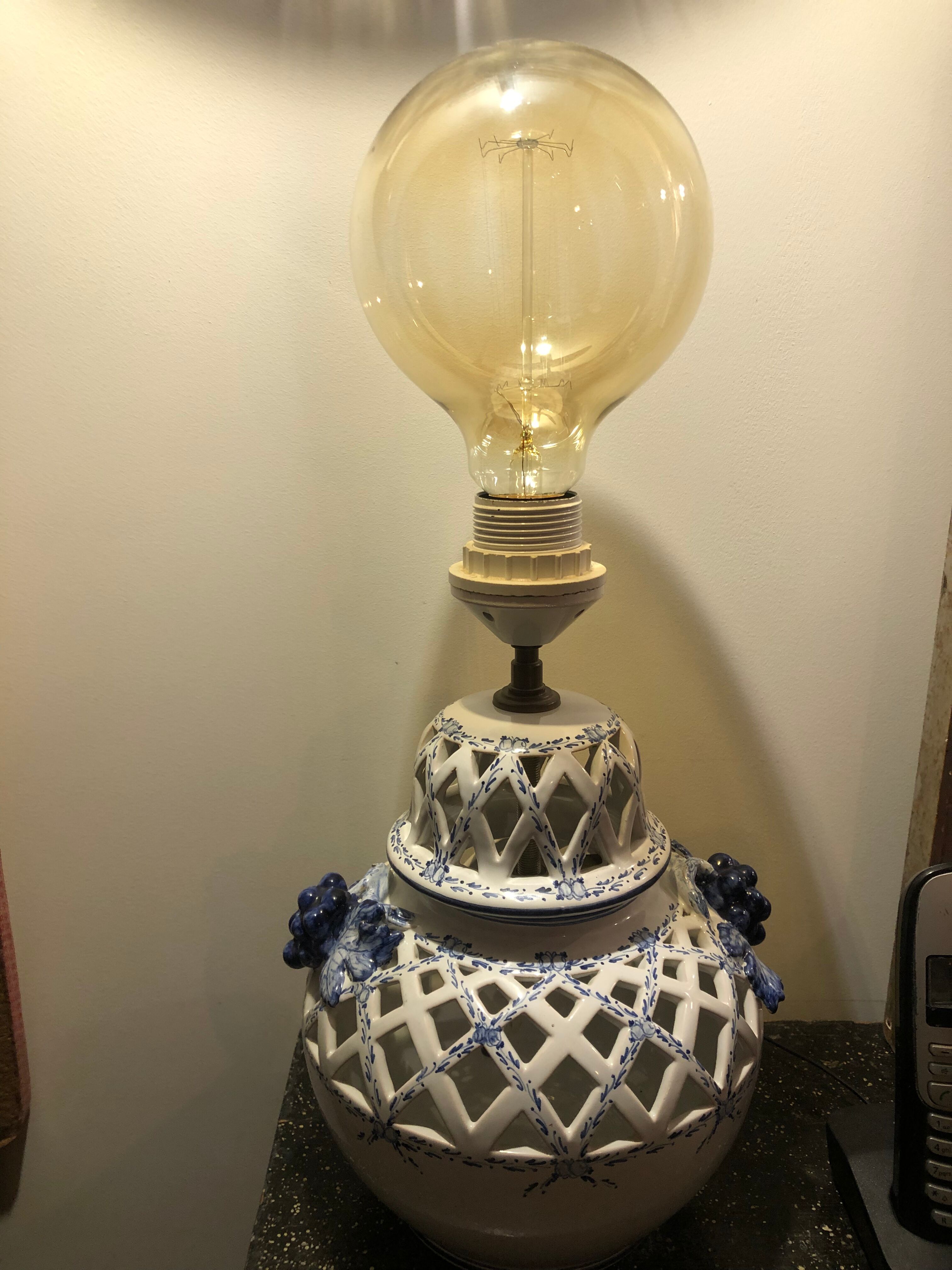 Openwork lamp foot Faïencerie d'Art de Malicorne