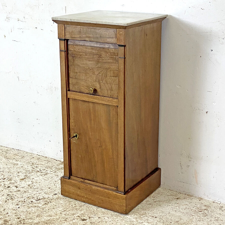 Bedside table 1940 sliding shutter and white marble