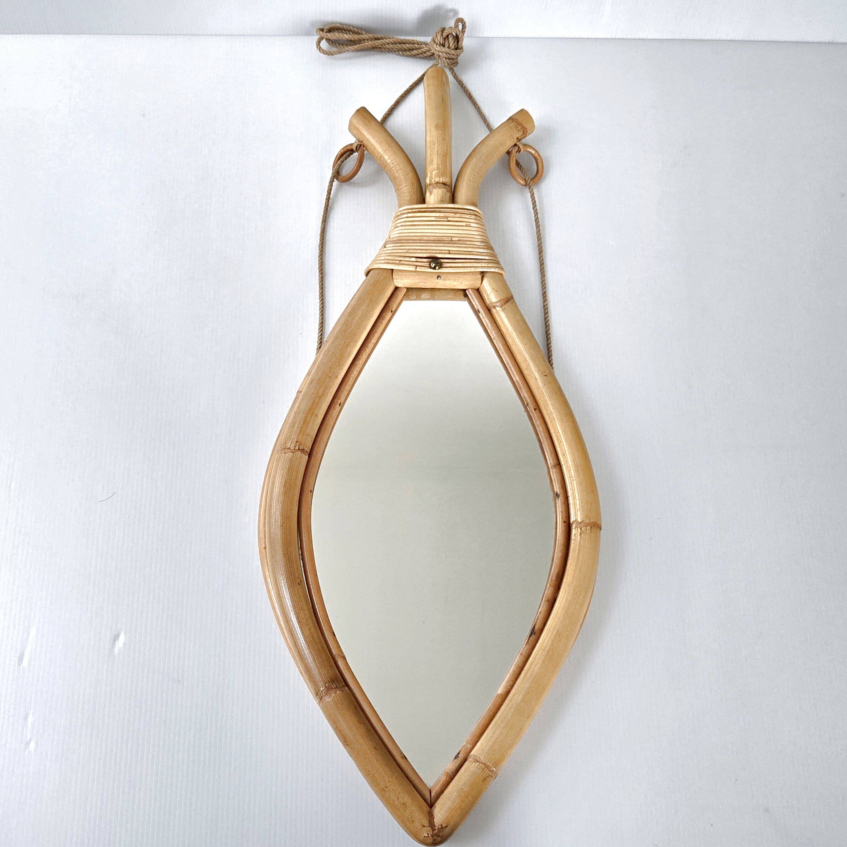 Vintage rattan mirror 1960