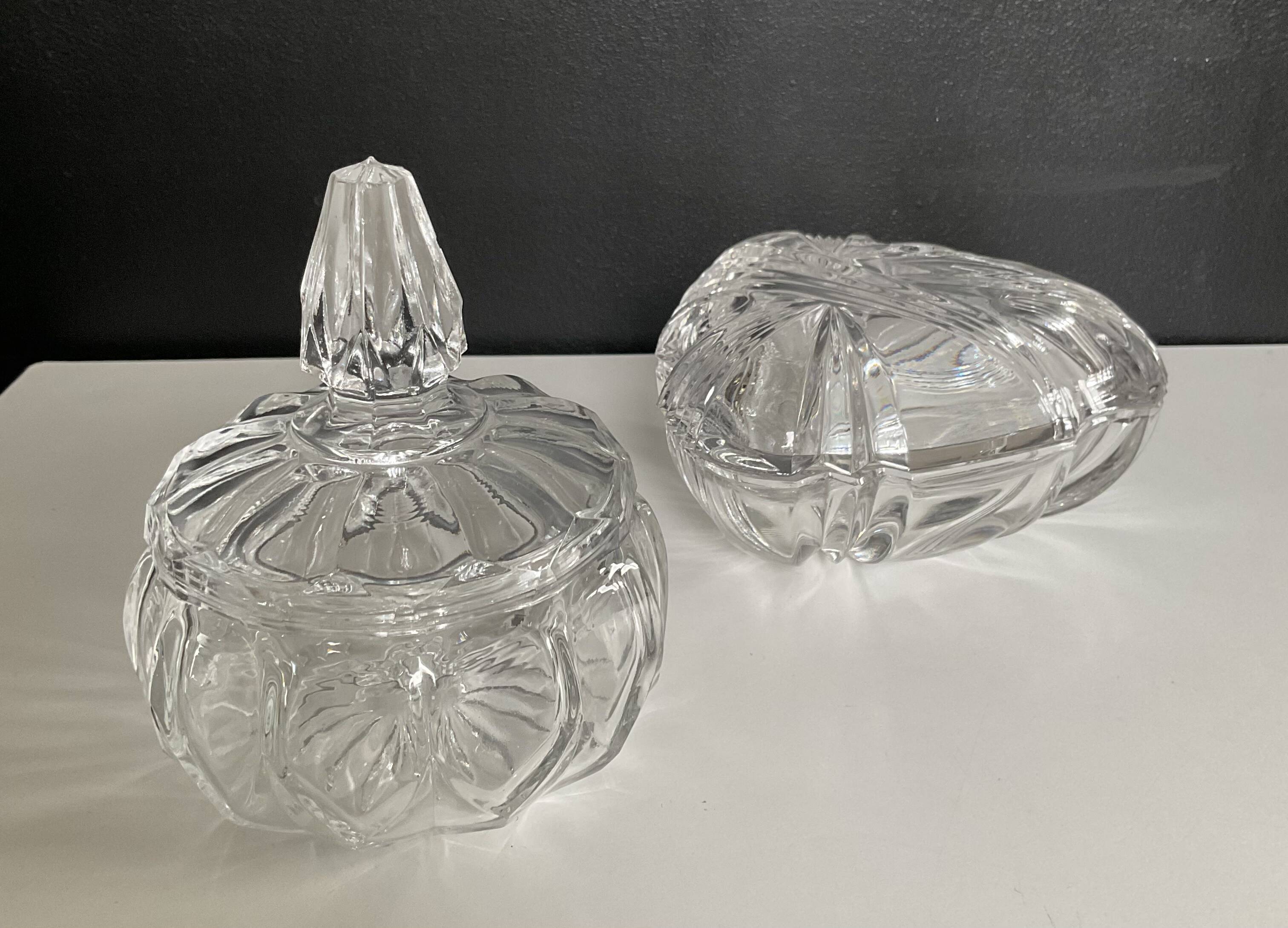 Duo of vintage crystal and glass sweet jars