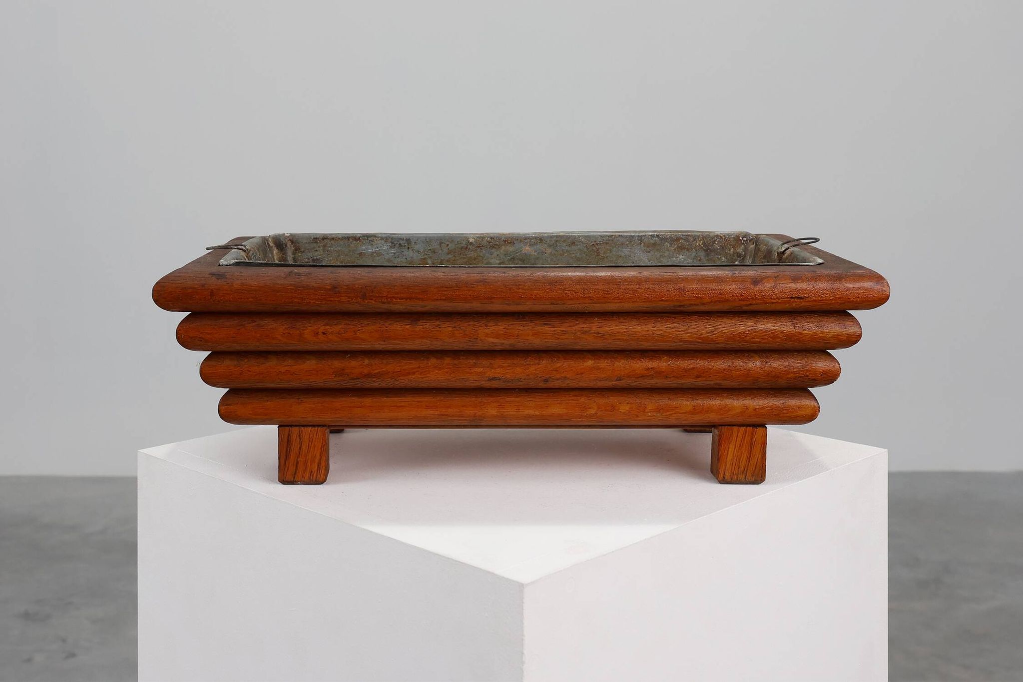 Rectangular Art Deco planter in wood, France 1920