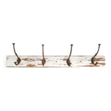 antique coat rack with 4 cast iron hooks