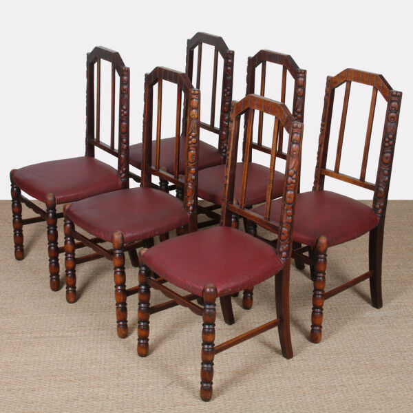 Set of 6 Art Deco chairs, French work from the 1930s.