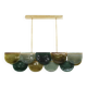 Contemporary Elongated Green Murano Glass and Brass Ceiling Lamp, Italy