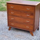 Vintage oak chest of drawers from the 50s with 4 drawers and compass feet