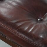 Set of two brown cowhide leather Chesterfield dining chairs