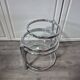 vintage coffee table leitmotiv style design 70 chrome and glass 3 shelves