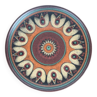 Large vintage ceramic wall plate from KMK Keramik Manufaktur Kupfermühle, 1970s.