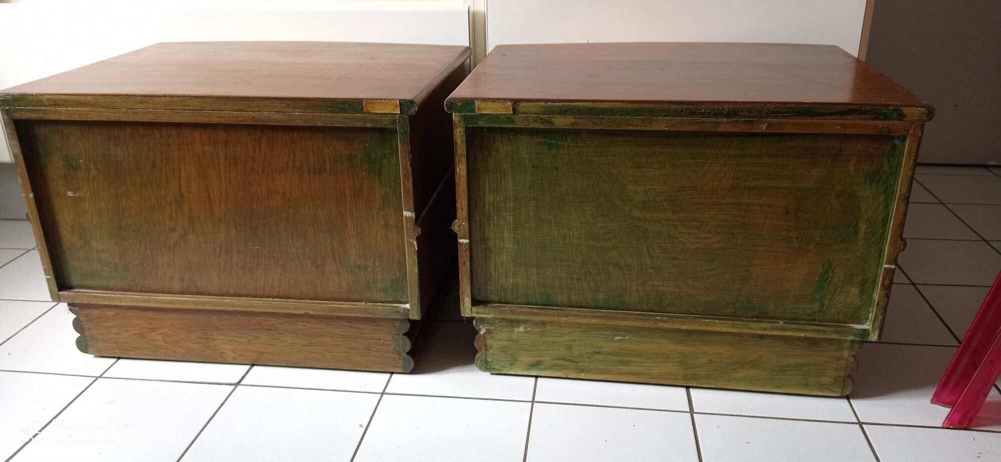 Pair of vintage bedside tables wood Maugrion