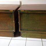 Pair of vintage bedside tables wood Maugrion