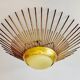 Golden sunburst metal glass pendant chandelier, 1960