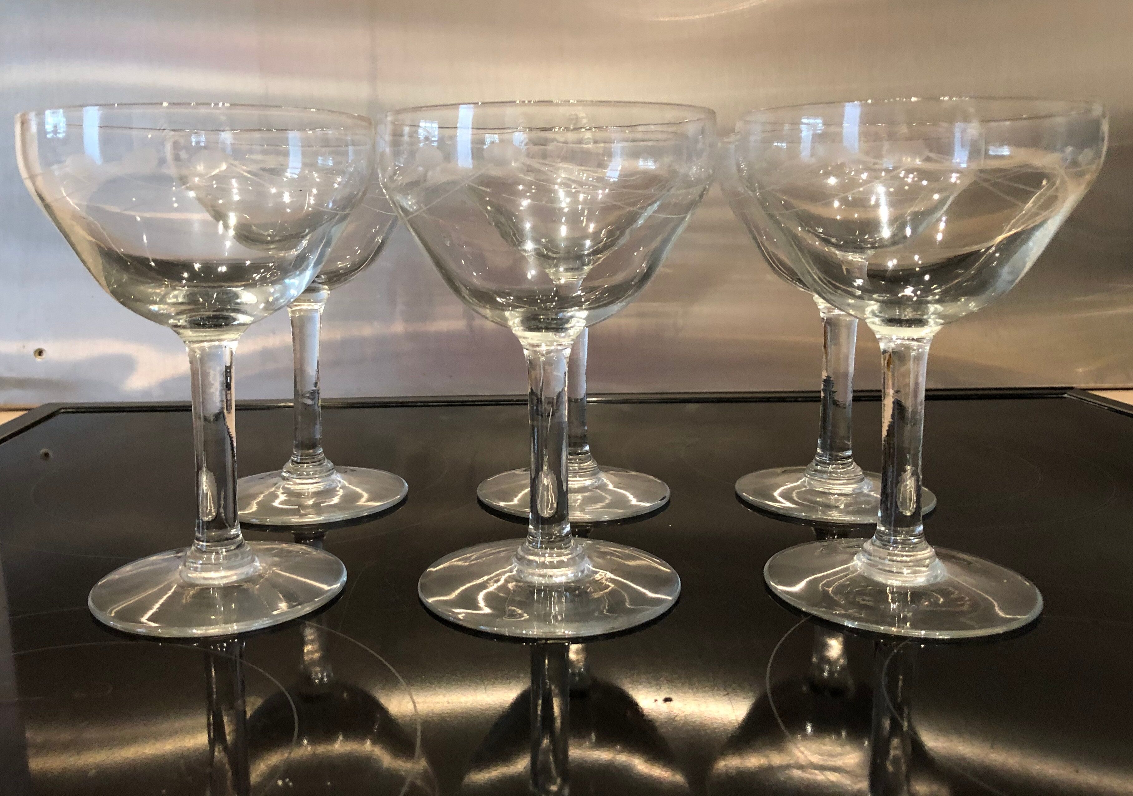 Set of six crystal cups