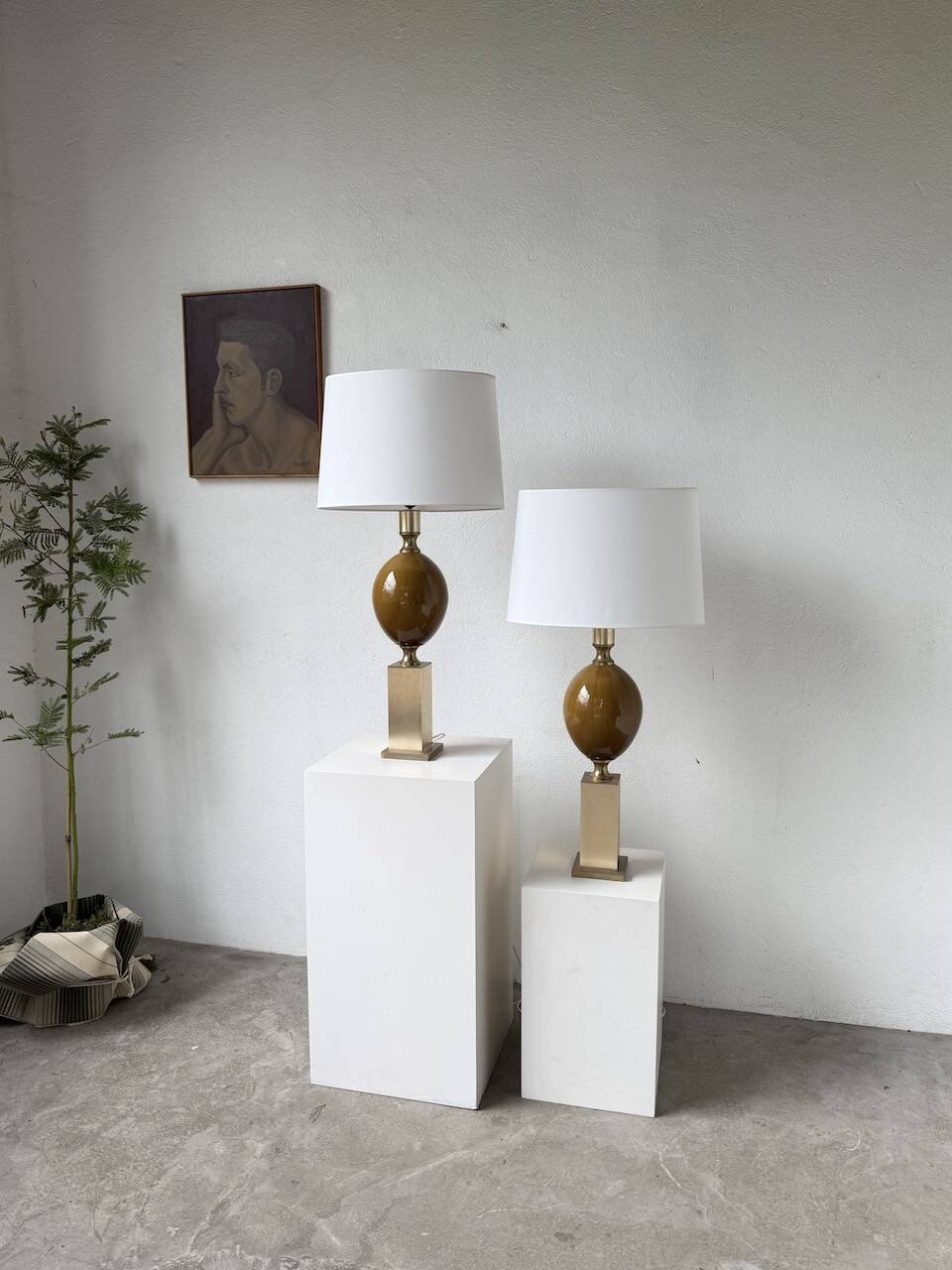 Pair of Philippe Barbier table lamps from the 70s