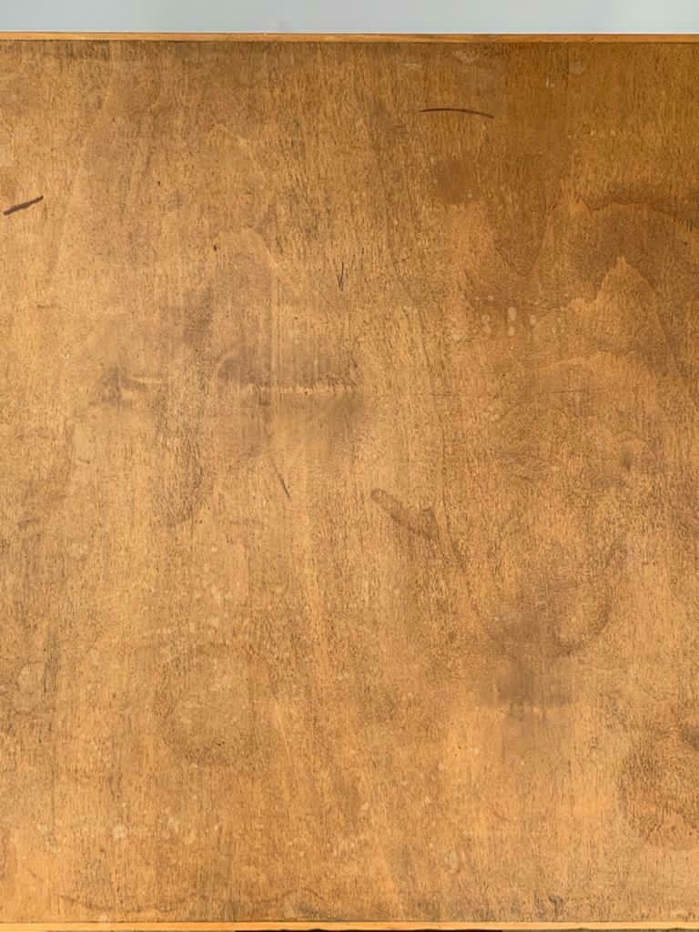 TABLE DE BRIDGE A SYSTEME 1960 CHENE CLEAR GREEN FABRIC