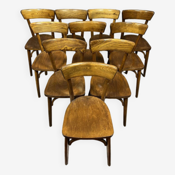 Série de 10 chaises bistrot Stella Luterma, France vers 1960