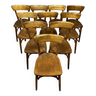 Série de 10 chaises bistrot Stella Luterma, France vers 1960