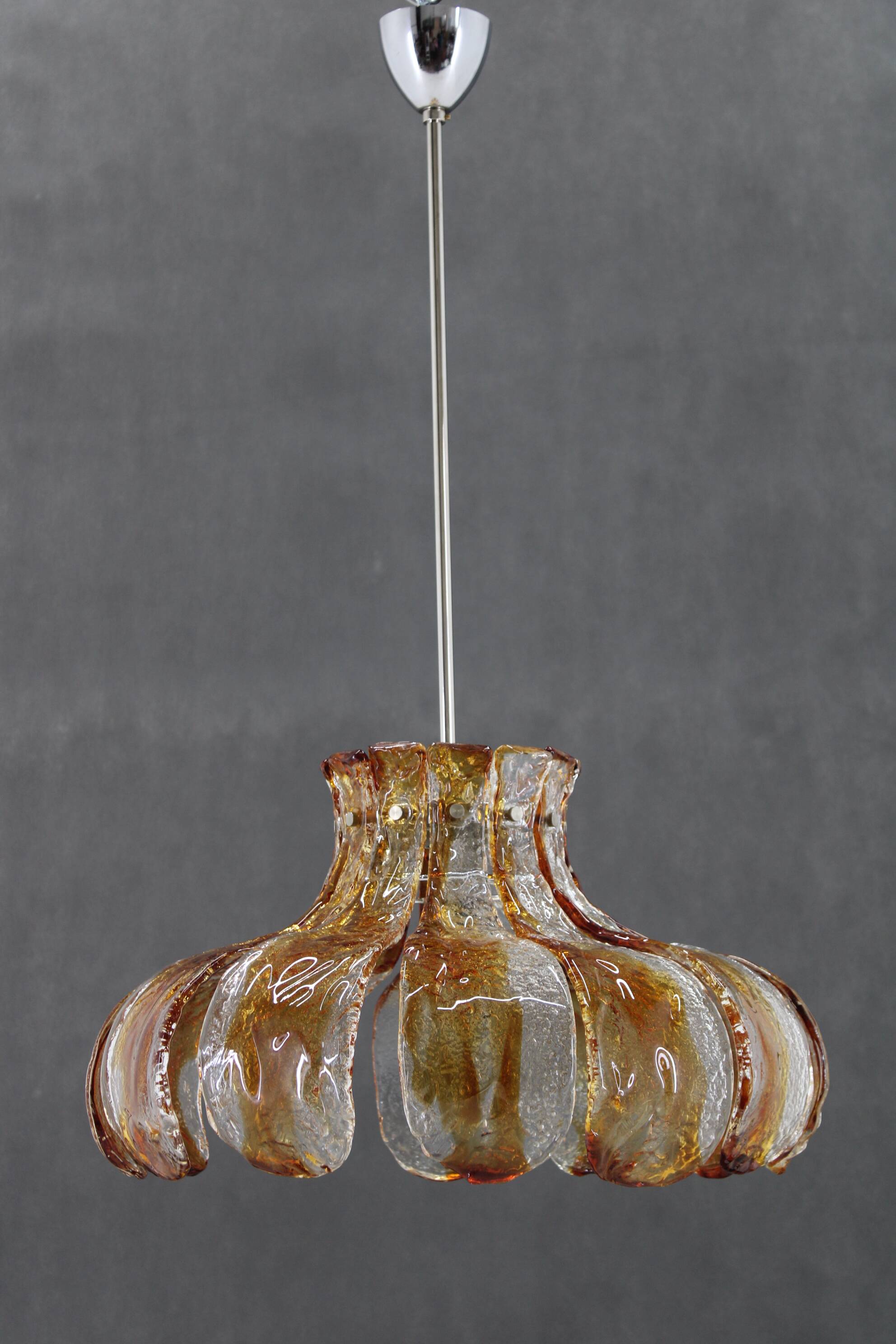 1970s Large Murano Glass Chandelier Mazzega, Italy