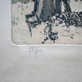 Old lithograph signed Claude Micaud