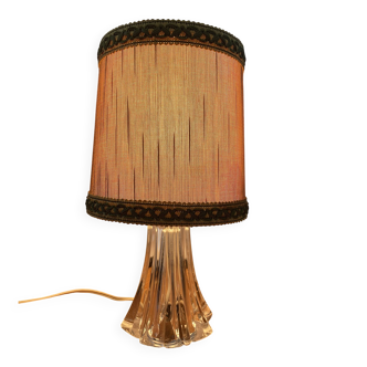 Lampe en cristal Vannes France -Pied sculpté avec étiquette d'origine