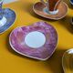 Coffee service for 6 cups "Tulip" in fine porcelain. T.E.C France. Vintage.